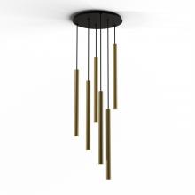 Koncept Inc CMP-C6-S-24-BRS - Combi Pendant 24" Circular 6 Combo Brass with Matte Black Canopy, Suspension / Flush Mount 2-in-