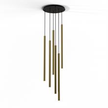 Koncept Inc CMP-C6-S-36-BRS - Combi Pendant 36" Circular 6 Combo Brass with Matte Black Canopy, Suspension / Flush Mount 2-in-