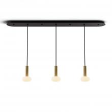 Koncept Inc CMP-L3-S-06-BRS+NA+GLB - Combi Pendant 6" Linear 3 Combo Brass with Matte Black Canopy, Glass Ball attachment, Suspension