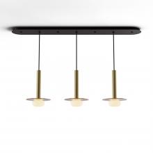 Koncept Inc CMP-L3-S-12-BRS+GTEA9+GLB - Combi Pendant 12" Linear 3 Combo Brass with Matte Black Canopy