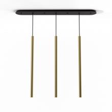 Koncept Inc CMP-L3-S-36-BRS - Combi Pendant 36" Linear 3 Combo Brass with Matte Black Canopy, Suspension / Flush Mount 2-in-1