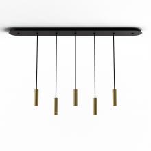 Koncept Inc CMP-L5-S-06-BRS - Combi Pendant 6" Linear 5 Combo Brass with Matte Black Canopy, Suspension / Flush Mount 2-in-1