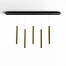 Koncept Inc CMP-L5-S-16-BRS - Combi Pendant 16" Linear 5 Combo Brass with Matte Black Canopy, Suspension / Flush Mount 2-in-1