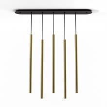 Koncept Inc CMP-L5-S-36-BRS - Combi Pendant 36" Linear 5 Combo Brass with Matte Black Canopy, Suspension / Flush Mount 2-in-1