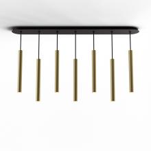 Koncept Inc CMP-L7-S-16-BRS - Combi Pendant 16" Linear 7 Combo Brass with Matte Black Canopy, Suspension / Flush Mount 2-in-1