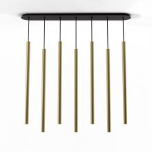 Koncept Inc CMP-L7-S-36-BRS - Combi Pendant 36" Linear 7 Combo Brass with Matte Black Canopy, Suspension / Flush Mount 2-in-1