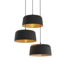 Koncept Inc YUP-C3-SW-MTB+MMBG - Yurei Circular 3 Pendant Lamp (Matte Black) with 14" Matel Shade, Matte Black w/ Gold Interior