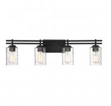 Lighting One US V6-L8-6090-4-BK - Baxter 4-Light Bathroom Vanity Light in Black