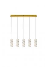 Elegant 3500D5G - Polaris LED Light Gold Pendant Clear Royal Cut Crystal