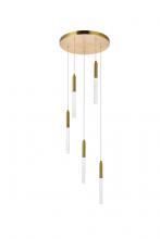 Elegant 5203D16G - Ruelle 5 Lights Gold Pendant