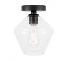 Elegant LD2254BK - Gene 1 Light Black and Clear Glass Flush Mount