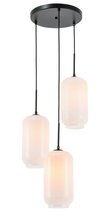 Elegant LD2279BK - Collier 3 light Black and Frosted white glass pendant