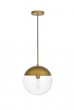 Elegant LD6043BR - Eclipse 1 Light Brass Pendant with Clear Glass