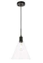 Elegant LD6225BK - Hugh 1 light Black and Clear glass pendant