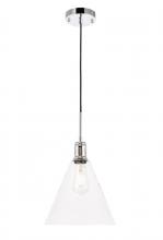 Elegant LD6226C - Hugh 1 Light Chrome and Clear Glass Pendant