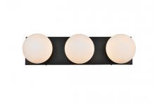 Elegant LD7303W22BLK - Jaylin 3 Light Black and Frosted White Bath Sconce