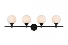 Elegant LD7317W38BLK - Cordelia 4 light Black and frosted white Bath Sconce