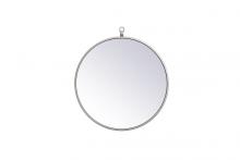 Elegant MR4718S - Metal Frame Round Mirror with Decorative Hook 18 Inch in Silver