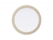 Elegant MR4B42LN - Round Cornhusk Mirror 42x42 in Linen White