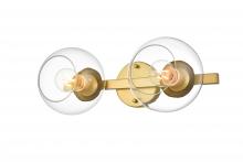 Elegant LD7320W17BRA - Rogelio 2 light Brass and Clear Bath Sconce