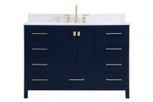 Elegant VF18848BL-BS - 48 Inch Single Bathroom Vanity in Blue with Backsplash