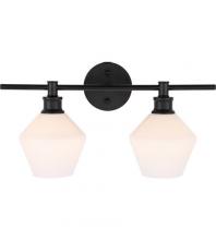 Elegant LD2313BK - Gene 2 Light Black and Frosted White Glass Wall Sconce