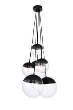 Elegant LD6093BK - Eclipse 6 Lights Black Pendant With Clear Glass