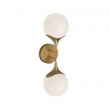 Alora Lighting WV505219AGOP - Nouveau 19-in Aged Gold/Opal Matte Glass 2 Lights Wall/Vanity