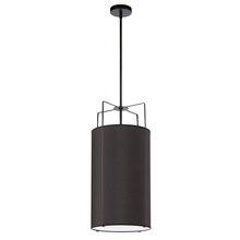 Dainolite TRA-124P-BK - 4 Light Pendant Black Drum Shade w/ White Fabric Diffuser