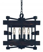 Framburg 5270 MBLACK - 4-Light Matte Black Rustic Chic Dual Mount Chandelier