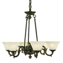 Framburg 7886 FB/AM - 6-Light French Brass Napoleonic Dining Chandelier