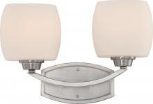 Nuvo 60/4182 - Helium - 2 Light Vanity with Satin White Glass - Brushed Nickel Finish