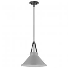 Nuvo 60/7646 - Zelda; 1 Light Pendant; Medium Base; 60 Watt; Black Finish; Gray Metal Shade; Faux Leather Straps