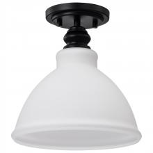 Nuvo 60/8025 - Russel; 10 Inch Semi Flush Mount; Matte Black with Satin White Glass