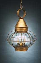 Northeast Lantern 2572-VG-LT3-CSG - Caged Onion Hanging Verdi Gris 3 Candelabra Sockets Clear Seedy Glass