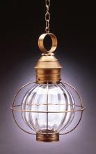 Northeast Lantern 2842-VG-MED-CSG - Caged Round Hanging Verdi Gris Medium Base Socket Clear Seedy Glass