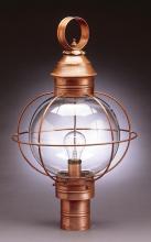 Northeast Lantern 2843-AB-MED-OPT - Caged Round Post Antique Brass Medium Base Socket Optic Glass