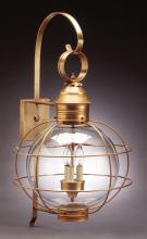 Northeast Lantern 2851-AC-LT3-OPT - Caged Round Wall Antique Copper 3 Candelabra Sockets Optic Glass