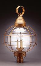 Northeast Lantern 2863-AC-MED-CSG - Caged Round Post Antique Copper Medium Base Socket Clear Seedy Glass