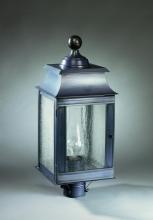 Northeast Lantern 5633-VG-CIM-SMG - Pagoda Post Verdi Gris Medium Base Socket With Chimney Seedy Marine Glass