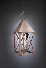 Northeast Lantern 7042-AC-LT2-CSG - Pyramid Top X-Bars Hanging Antique Copper 2 Candelabra Sockets Clear Seedy Glass