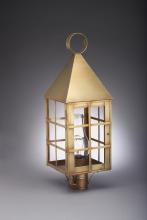 Northeast Lantern 7153-AB-CIM-CSG - Pyramid Top H-Bars Post Antique Brass Medium Base Socket With Chimney Clear Seedy Glass