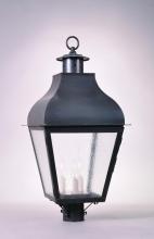 Northeast Lantern 7643-VG-CIM-CSG - Curved Top Post Verdi Gris Medium Base Socket With Chimney Clear Seedy Glass