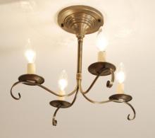 Northeast Lantern 984F-AB-LT4 - Flush S-Arms With Curl Antique Brass 4 Candelabra Sockets