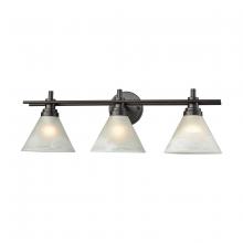 ELK Home 12402/3 - Pemberton 3-Light Vanity Lamp in Oil Rubbed Bronze with White Marbleized Glass