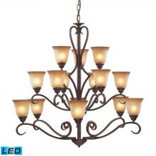 ELK Home 9330/6+6+3-LED - Lawrenceville 15 Light LED Chandelier In Mocha W