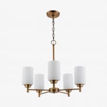 Affinity KC5-AB-CYF - Karen 5 light chandelier, brass, cylinder frosted