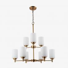 Affinity KC9-AB-CYF - Karen 9 light chandelier, brass, cylinder frosted